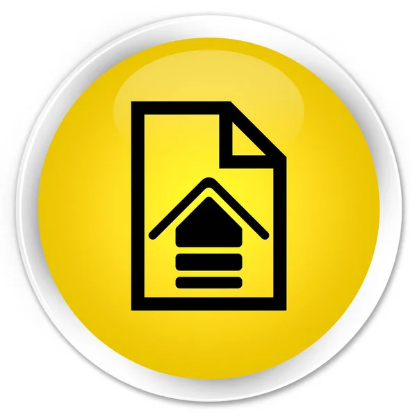 Subir documento icono prima botón redondo amarillo — Foto de Stock