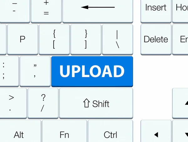 Tlačítko klávesnice upload modrá — Stock fotografie
