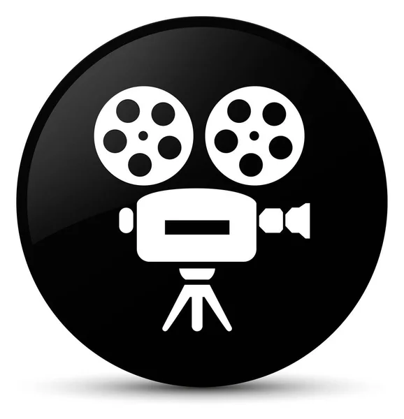 Video camera icon black round button — Stock Photo, Image