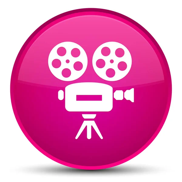 Video camera icon special pink round button