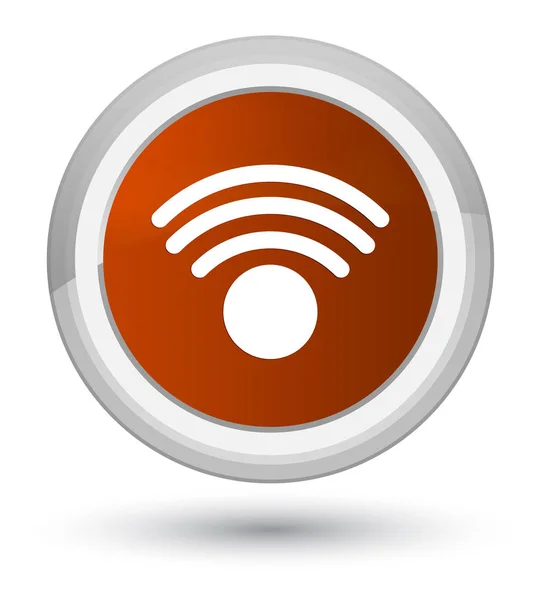 Wifi icona primo pulsante rotondo marrone — Foto Stock