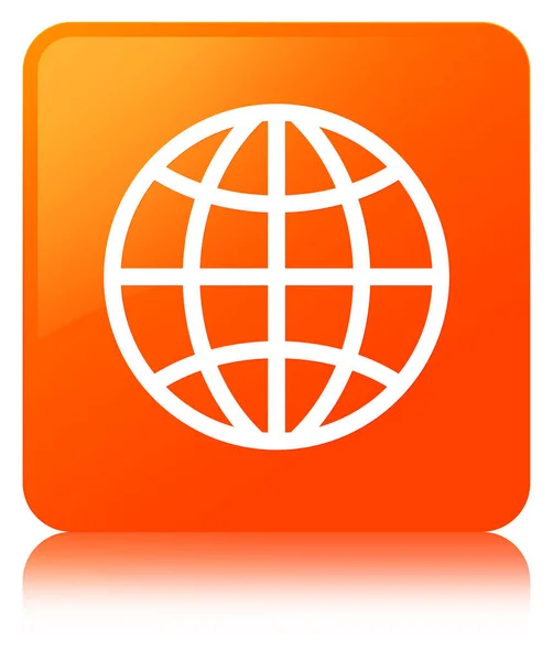 Світова іконка помаранчева квадратна кнопка — стокове фото
