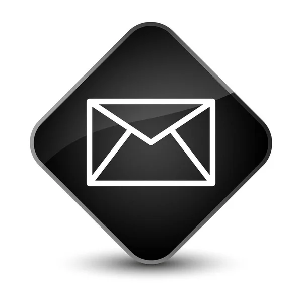 Ícone de e-mail elegante botão de diamante preto — Fotografia de Stock