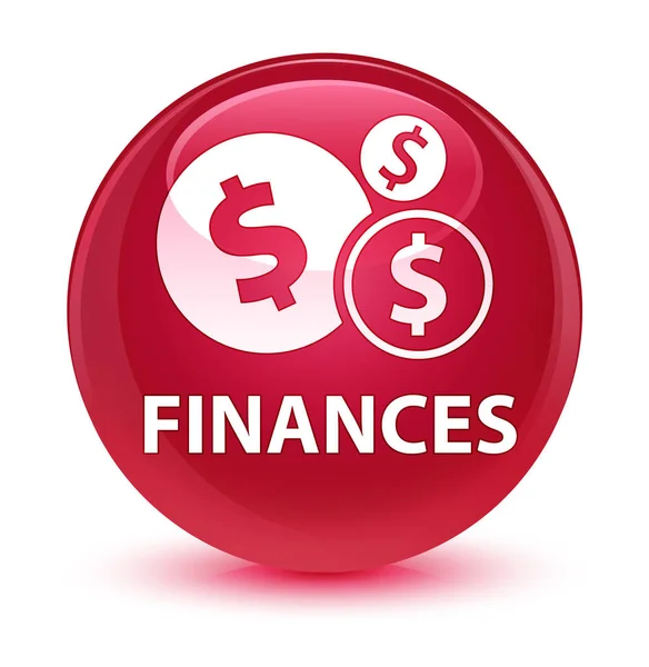 Finance (znak dolaru) sklovité růžové kulaté tlačítko — Stock fotografie