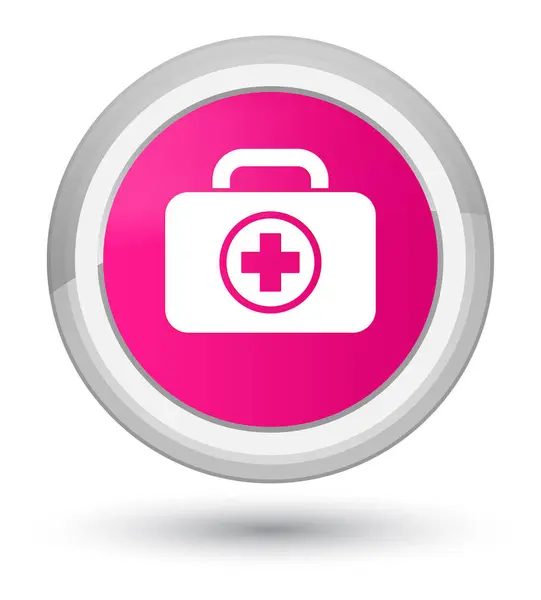 First aid kit icon prime pink round button — Stock Photo, Image