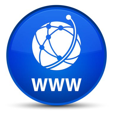 Www (küresel ağ simgesini) özel mavi yuvarlak düğmesi
