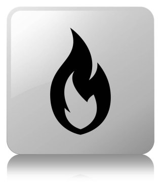 Yangın alev simgesi Beyaz kare düğme