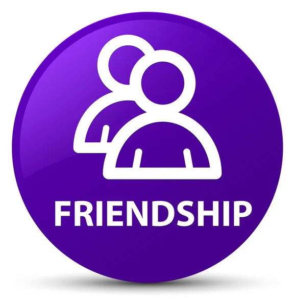 Дружба (піктограма групи) фіолетова кругла кнопка — стокове фото