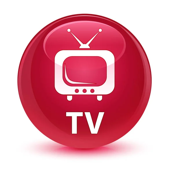 TV botão redondo rosa vítreo — Fotografia de Stock