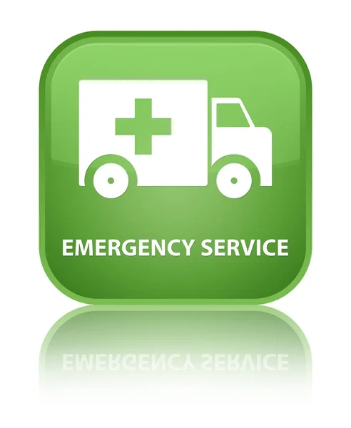Serviço de emergência botão quadrado verde macio especial — Fotografia de Stock