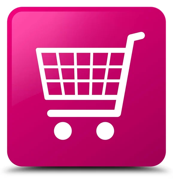 Ícone de comércio eletrônico botão quadrado rosa — Fotografia de Stock