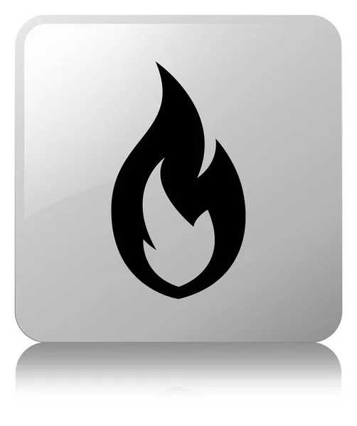 Feuer Flamme Symbol weißer quadratischer Knopf — Stockfoto