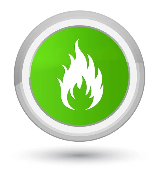Ícone de fogo botão redondo verde macio — Fotografia de Stock