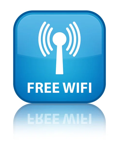 Free wifi (wlan network) special cyan blue square button — Stock Photo, Image