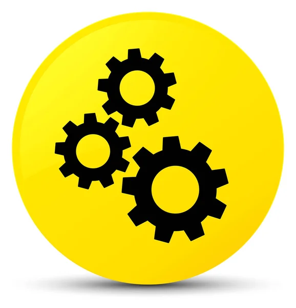 Γρανάζια εικονίδιο κίτρινο στρογγυλό κουμπί — Φωτογραφία Αρχείου