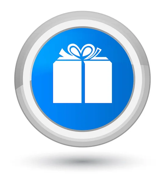 Gift box icon prime cyan blue round button — Stock Photo, Image