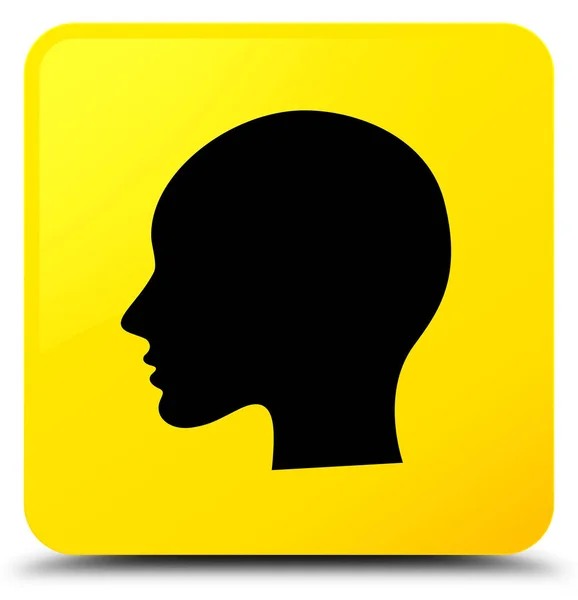 Hlava žena tvář žluté čtvercové tlačítko — Stock fotografie