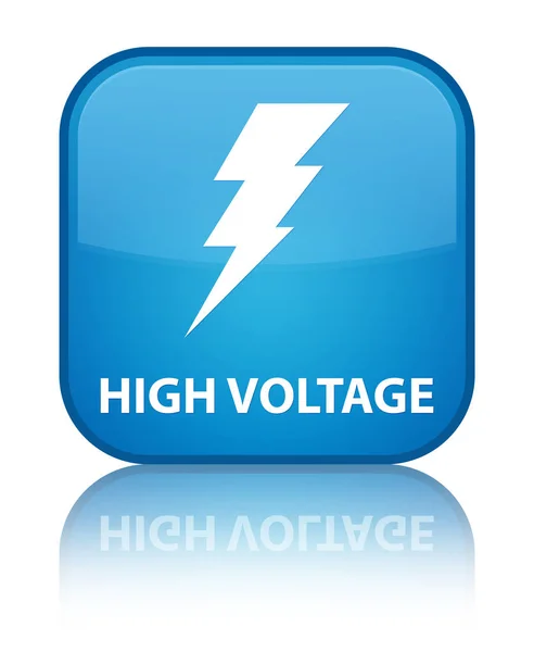 Hoogspanning (elektriciteit pictogram) speciale cyaan blauw vierkante knop — Stockfoto