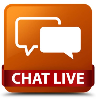 Kahverengi kare düğme kırmızı kurdele orta canlı sohbet