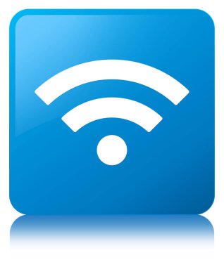 WiFi kutsal kişilerin resmi camgöbeği mavi kare düğme
