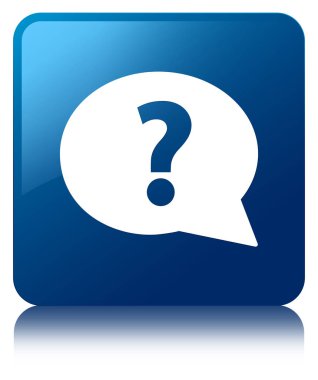 Soru işareti kabarcık mavi kutsal kişilerin resmi kare düğme