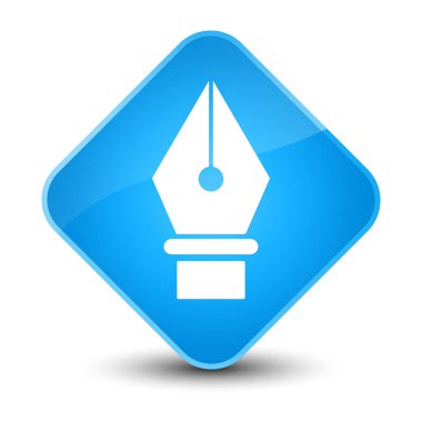 Kalem simgesi zarif camgöbeği mavi elmas düğmesini