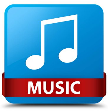 Müzik (tune simgesi) camgöbeği mavi kare düğme kırmızı kurdele orta