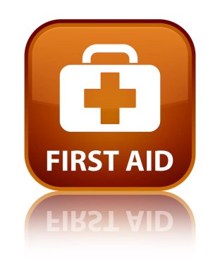 İlk yardım özel kahverengi kare düğme