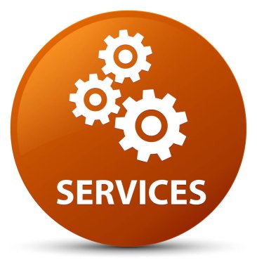 Hizmetleri (vites simgesi) kahverengi düğme yuvarlak