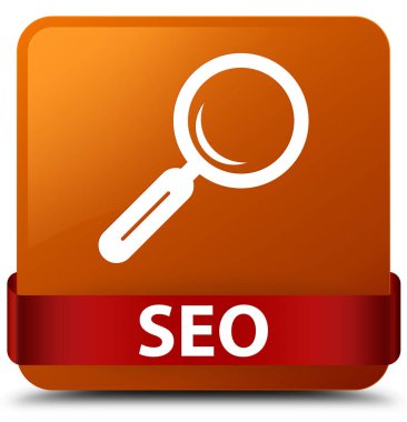 SEO kahverengi kare düğme kırmızı kurdele orta