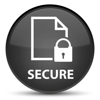 (Belge sayfa asma kilit simgesi) özel siyah yuvarlak düğmeye güvenli