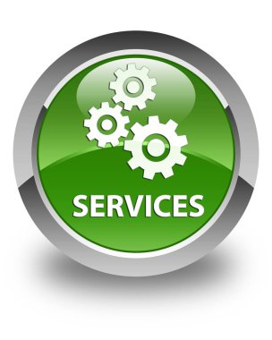 (Vites simgesi) parlak yumuşak yeşil yuvarlak düğmeye hizmetleri