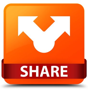 Turuncu kare düğme kırmızı kurdele orta paylaşmak