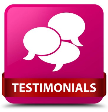 Görüşler (yorum simgesi) pembe kare düğme kırmızı kurdele mi