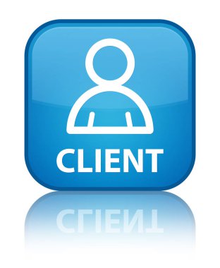 İstemci (üye simgesi) özel camgöbeği mavi kare düğme