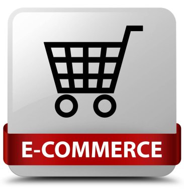 E-ticaret beyaz kare düğme kırmızı kurdele orta