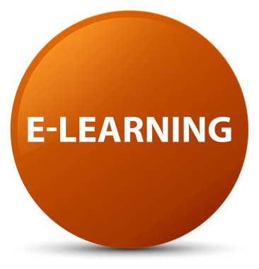 E-öğrenme kahverengi yuvarlak düğmesi
