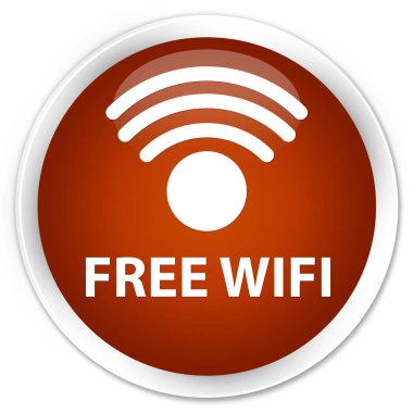 Ücretsiz Wi-Fi sigorta primi kahverengi yuvarlak düğmesi