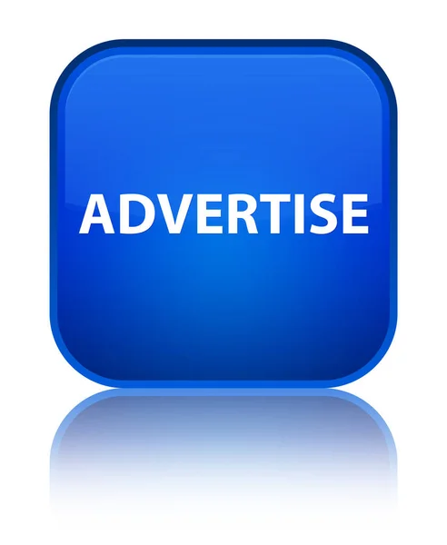 Специальная кнопка для рекламы синего квадрата — стоковое фото