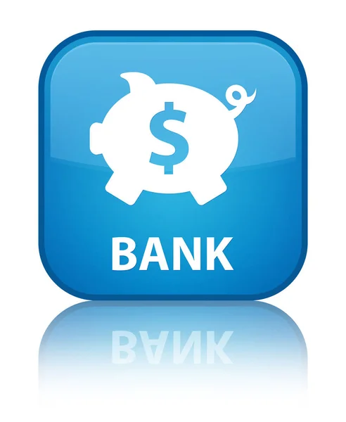 Banco (sinal de dólar de caixa porquinho) botão quadrado azul ciano especial — Fotografia de Stock
