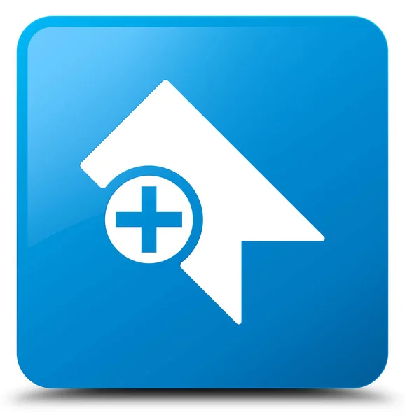 Ícone de marcador botão quadrado azul ciano — Fotografia de Stock