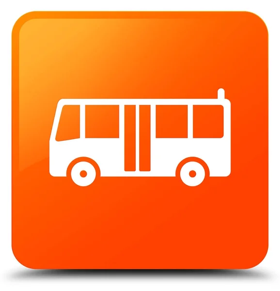 Bus icono naranja botón cuadrado — Foto de Stock