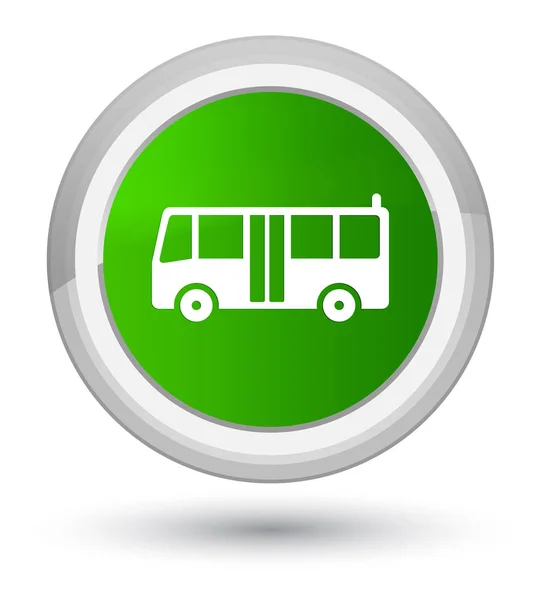 Icono de autobús botón redondo verde primo — Foto de Stock