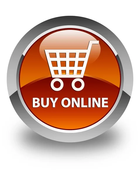 Comprar on-line brilhante botão redondo marrom — Fotografia de Stock