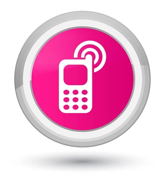 Handy klingelt Symbol prime rosa runden Knopf — Stockfoto