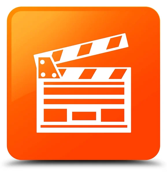 영화 클립 아이콘이 주황색 사각형 버튼 — 스톡 사진