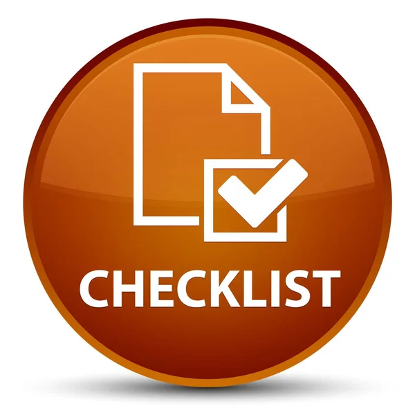 Checklist special brown round button — Stock Photo, Image