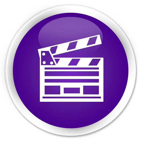 Film klipp ikonen premium lila runda knappen — Stockfoto