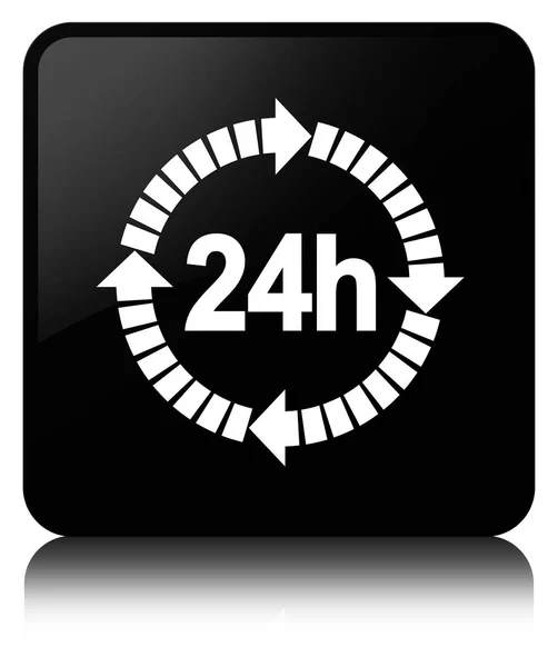 24 hours delivery icon black square button — Stock Photo, Image