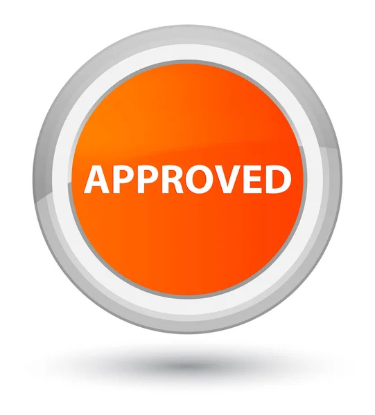 Approved prime orange round button — Stock Photo, Image